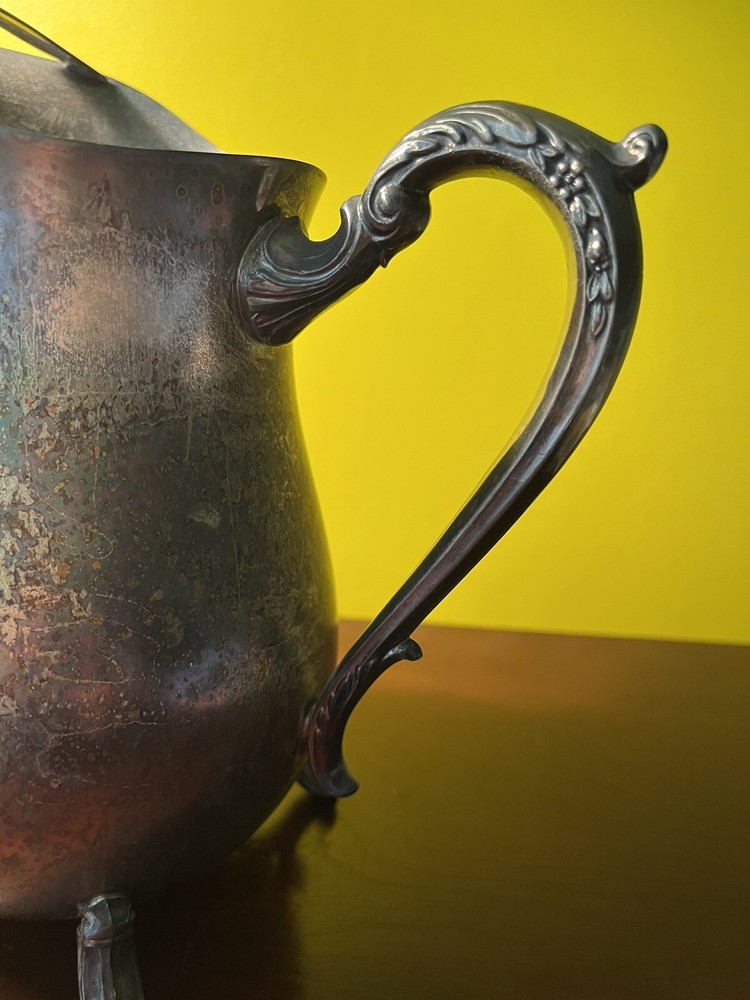 vintage silver soldered pitcher 9” tall