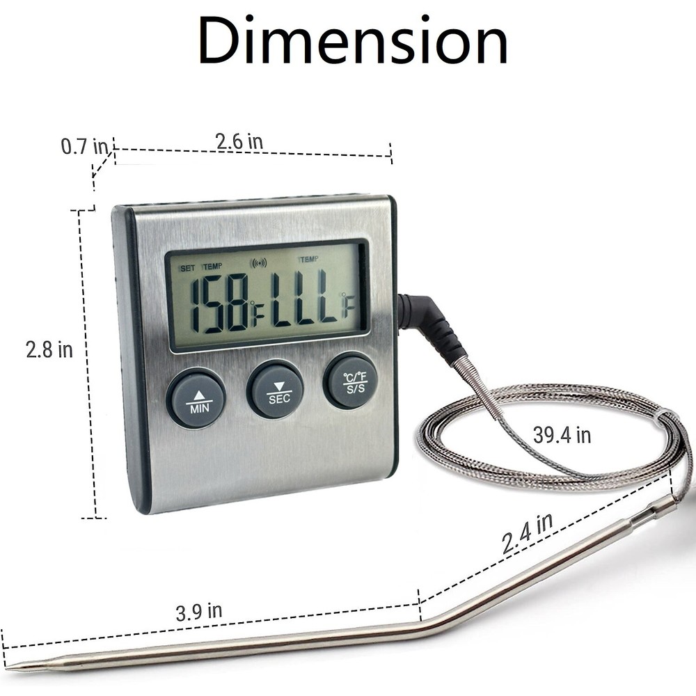 Remote Kitchen Digital Cooking Thermometer Probe Meat Food Temperature w/Timer ~