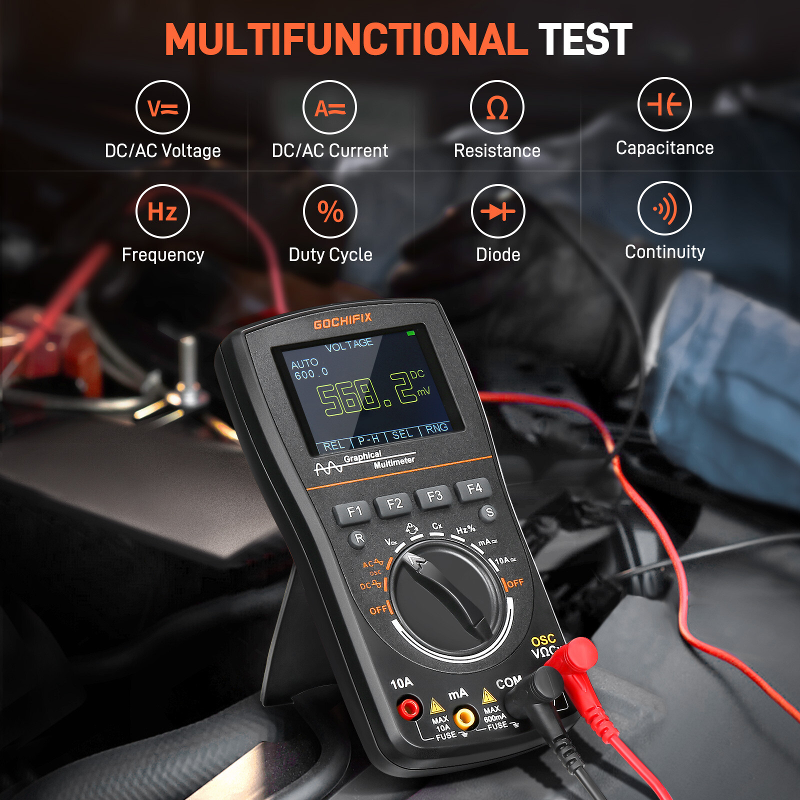 2-in-1 100MHz Handheld Oscilloscope Multimeter with 2.4inch Display with Memory