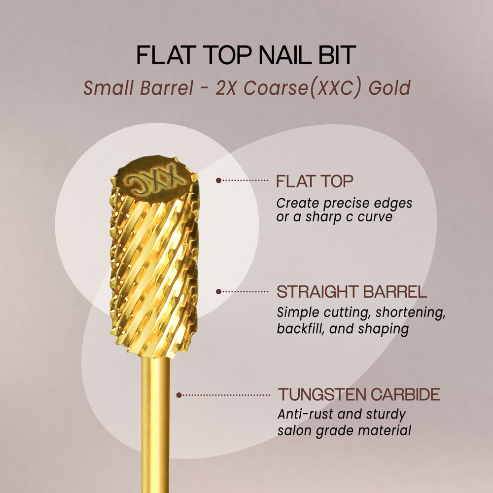 Professional Gold Small Barrel Nail Drill Bit Double Extra Coarse Grit