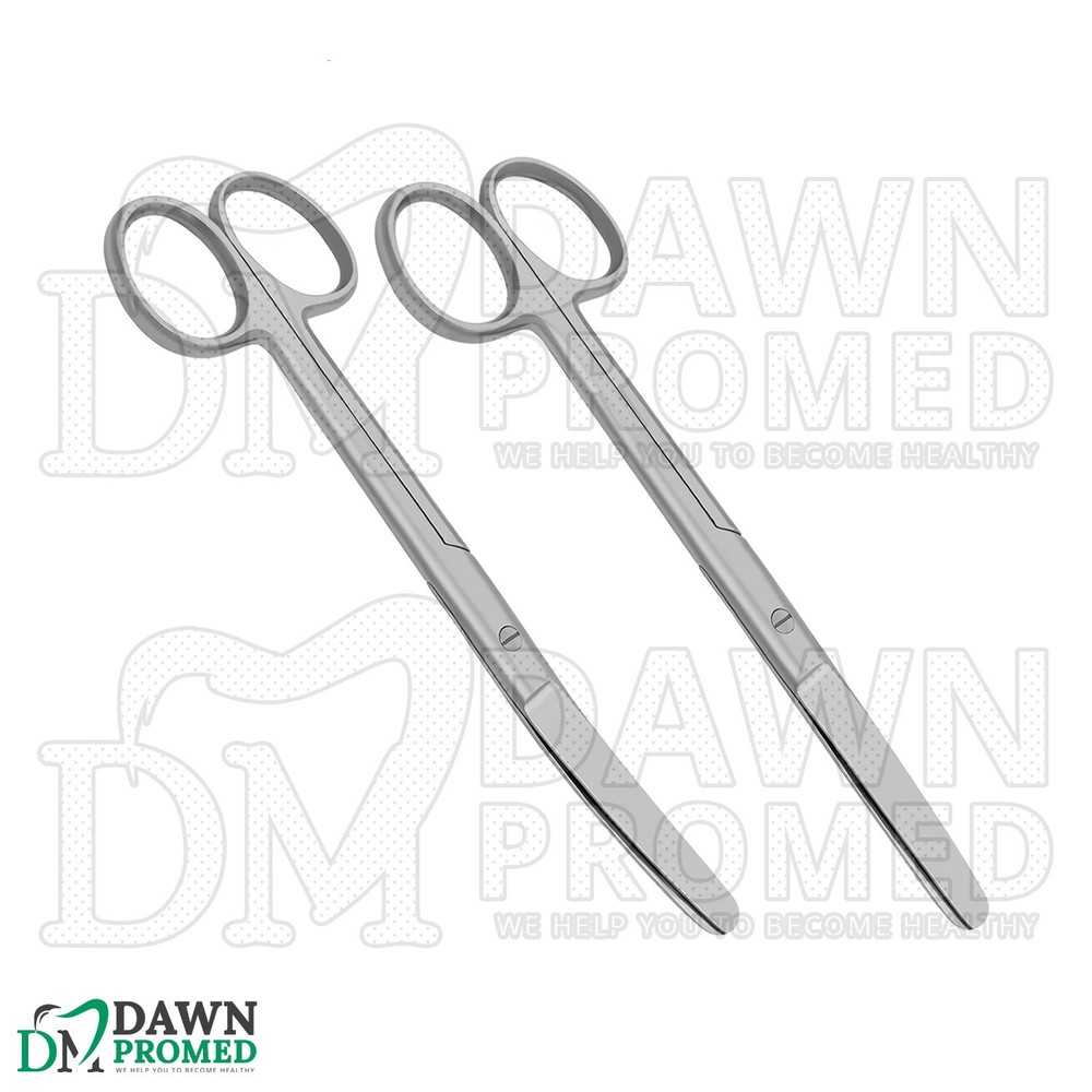 2 Pcs Operating Scissors 4.5" Straight & Curved Blunt Blunt Round Pattern Set