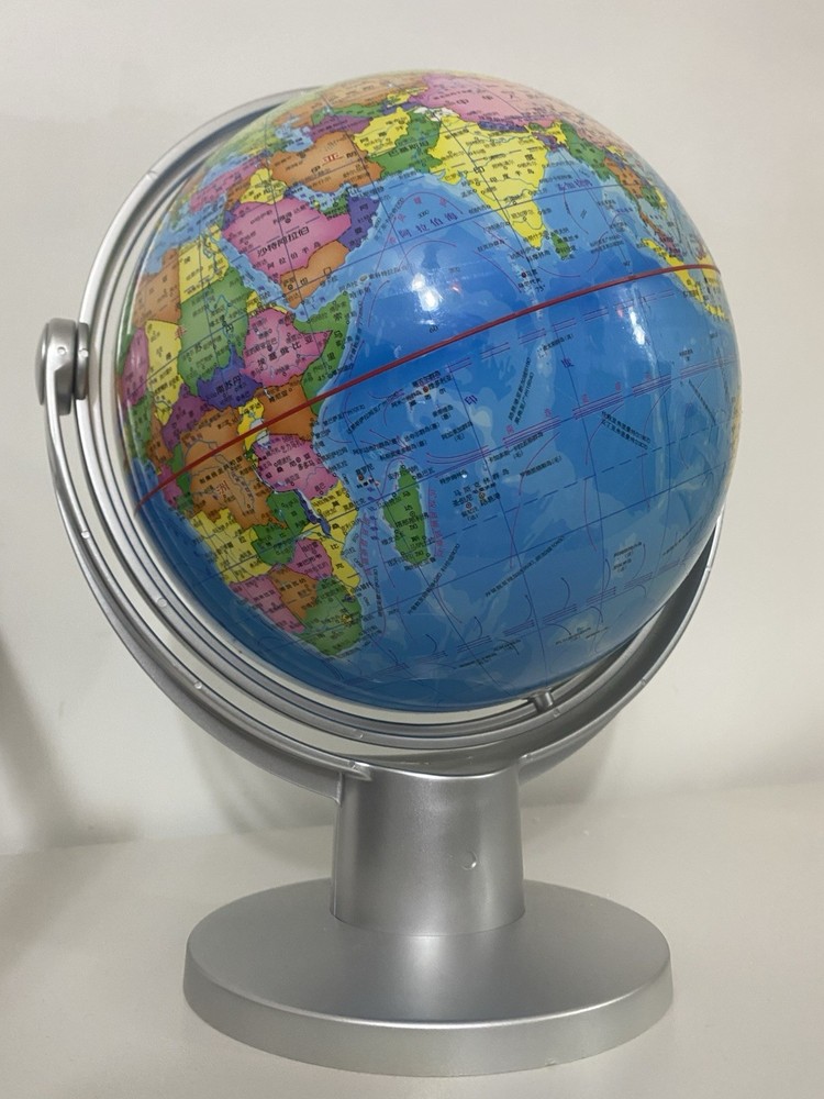 Modern Multicolor Rotating Tabletop Globe Silver Base Plastic Metal Medium
