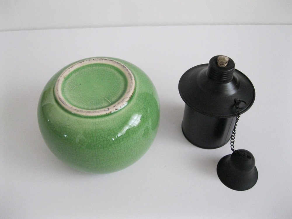 Tiki Torch Glazed Ceramic Patio Tabletop Torch Green