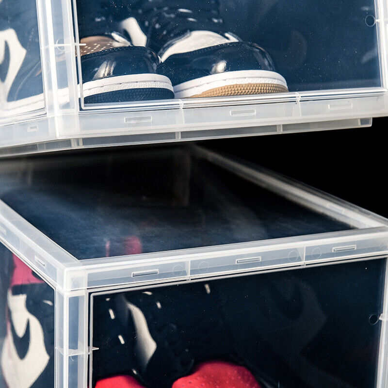Magnetic Shoe Storage Box Drop Side/Front Sneaker Case Stackable Container XL