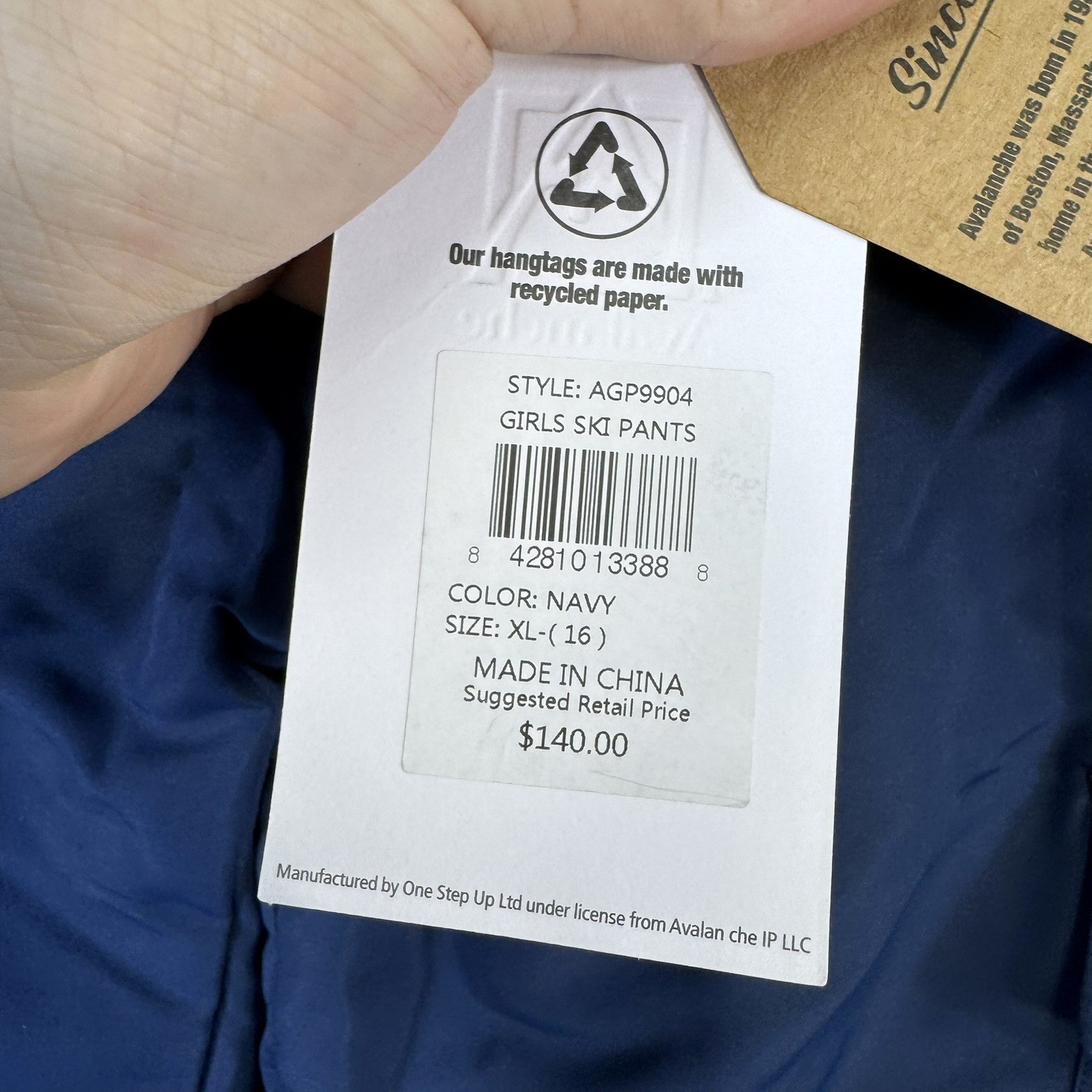 Avalanche Ski Pants Youth XL 16 Navy Blue Insulated Cargo Snow Pants AGP9904