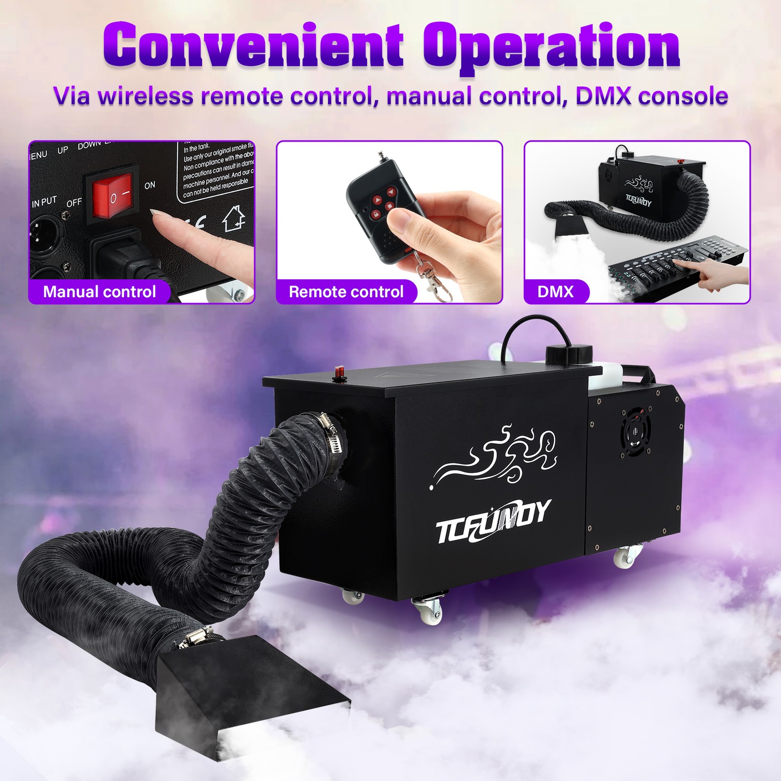 1500W Low Lying Fog Machine for Halloween Stage DJ Ground Fogger With DMX Remote