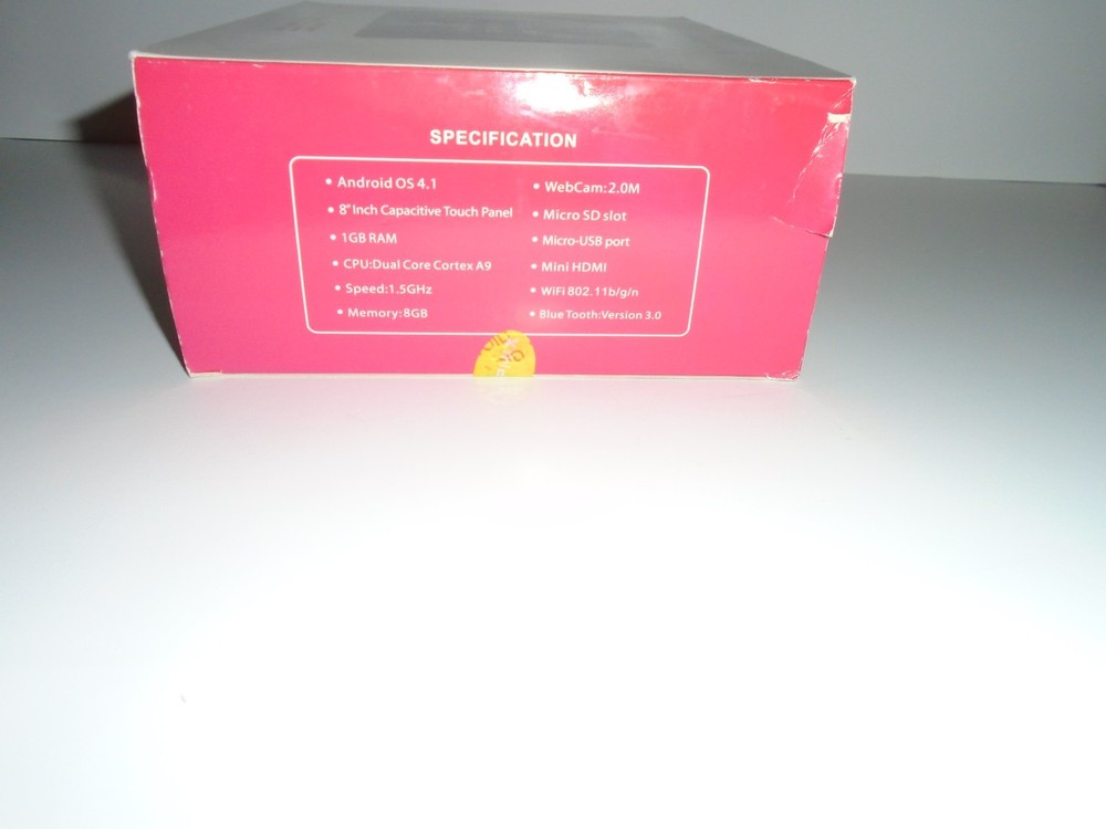 Sophix 8" Android Tablet Model#Tab-840G New In Box