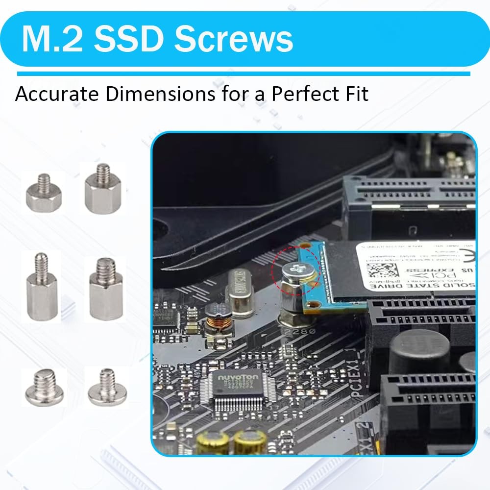 PC Motherboard M.2 Screw Set SSD Mounting Standoff Hardware Kit