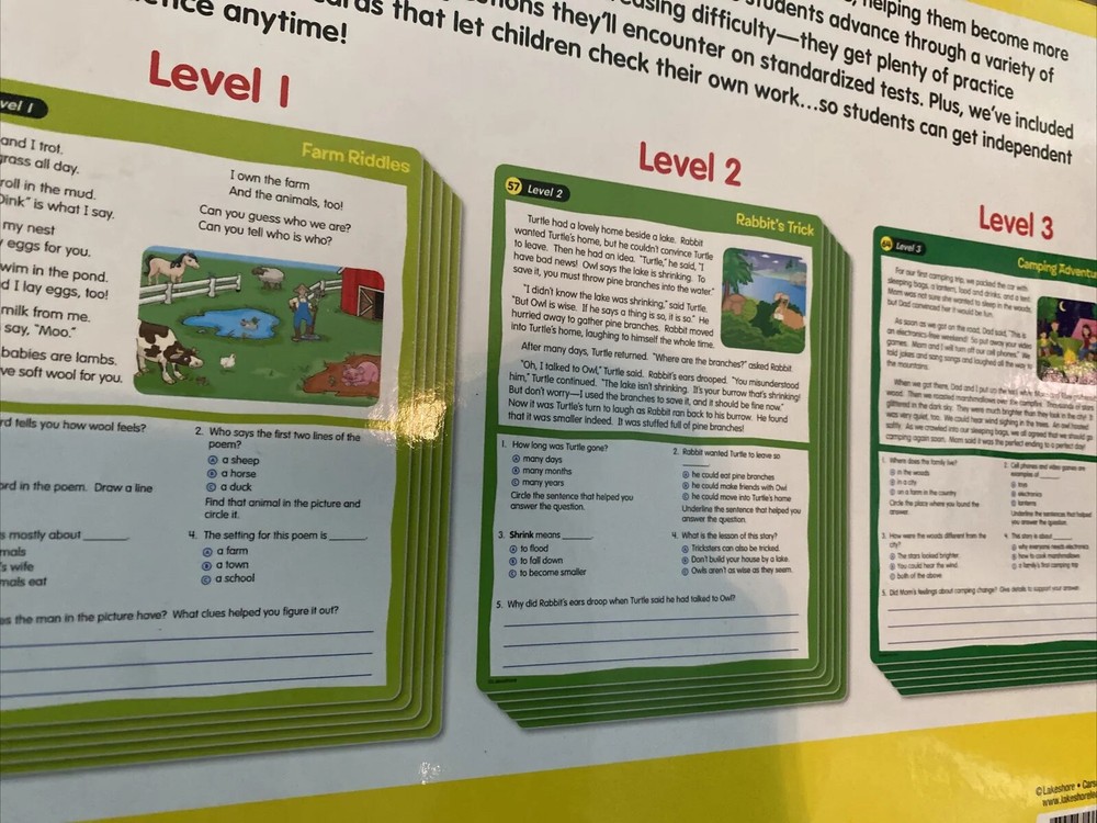 NEW reading comprehension grade 1-2 practice cards phonics