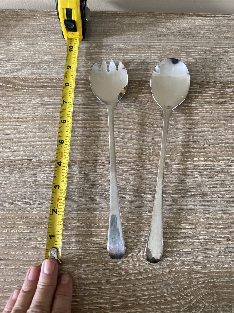 Sheffield England Silver Plated Salad Serving Fork & Spoon Set Vintage