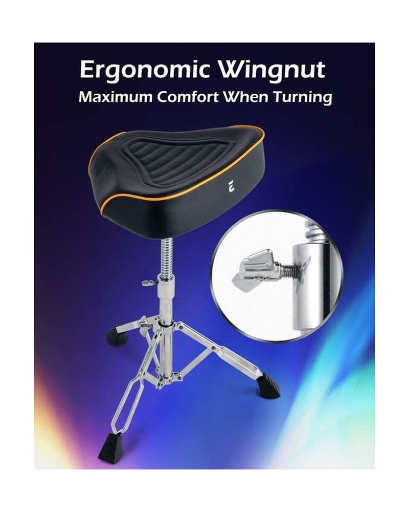 EHWD Premium Motorcycle Drum Throne, Rotatable Stool, Memory Foam Cushion wit...