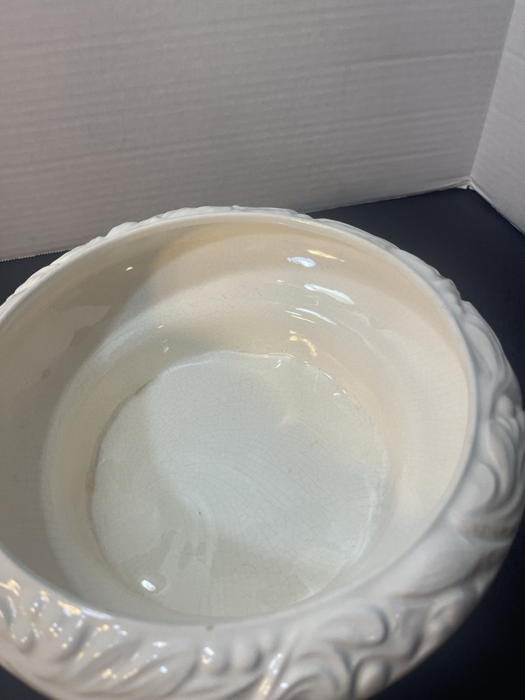 White Ceramic Covered Dish Bunny Knob Lid Easter Spring Serving Bowl Decor