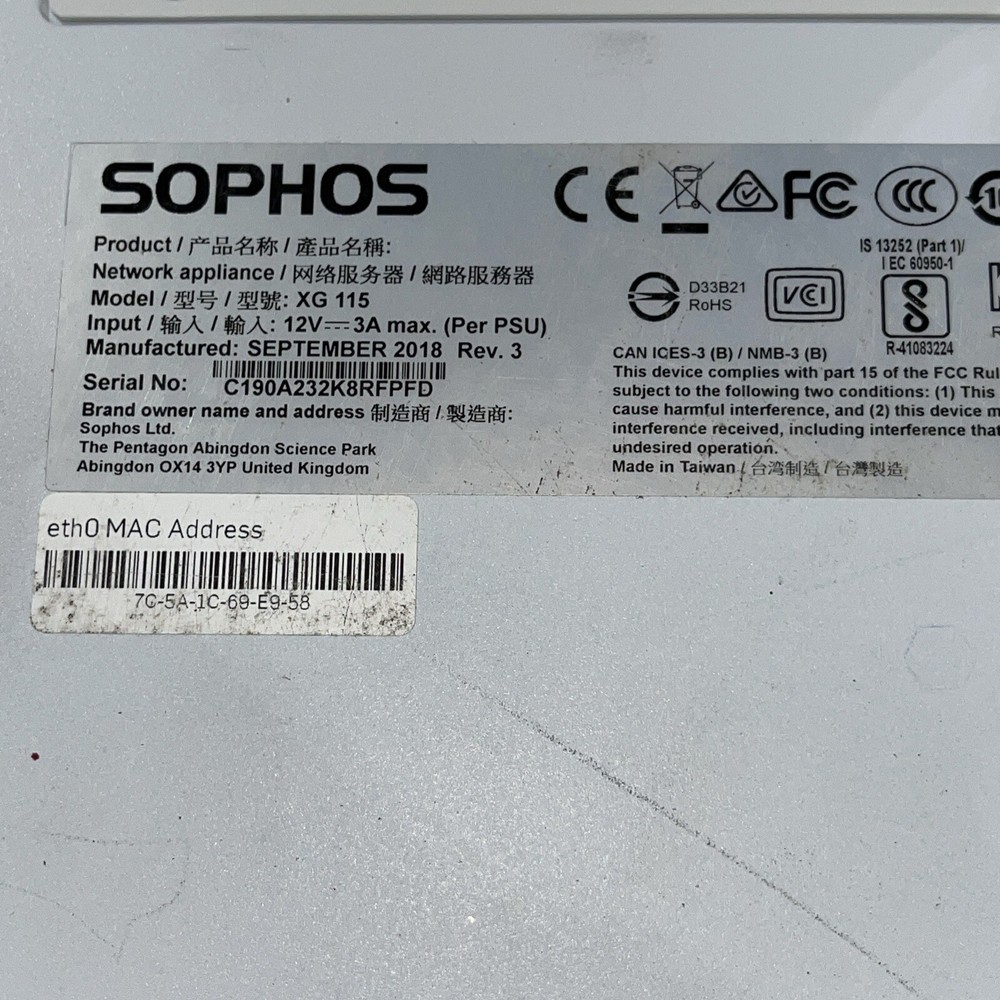 Sophos XG 105 Next-Generation Firewall Appliance
