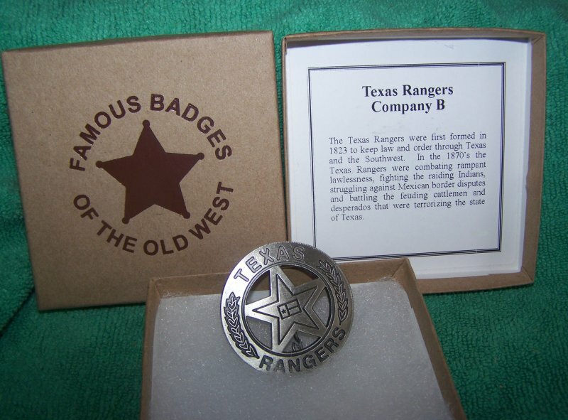 Old Western Texas Rangers  Co B   Badge - Boxed
