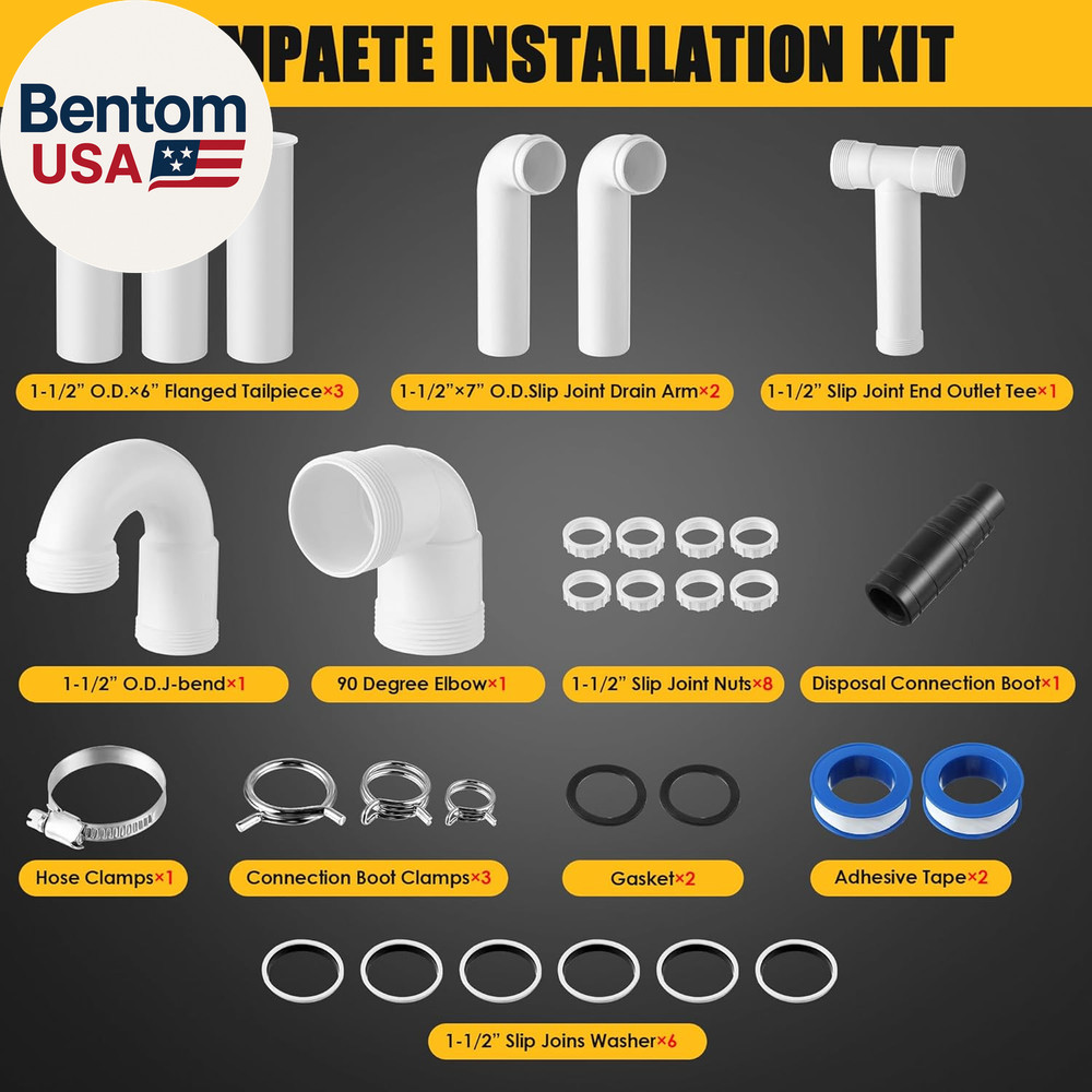 27 Pcs Garbage Disposal Installation Kit Complete Kitchen Sink Drain Pipe Kit fo