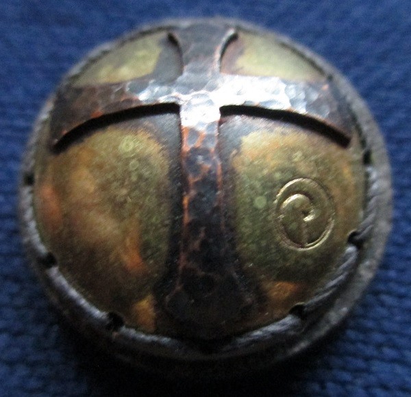 EDC 1" MORALE PATCH CONVEX BUTTON CROSS PVC HOOK & LOOP VINTAGE FINISH