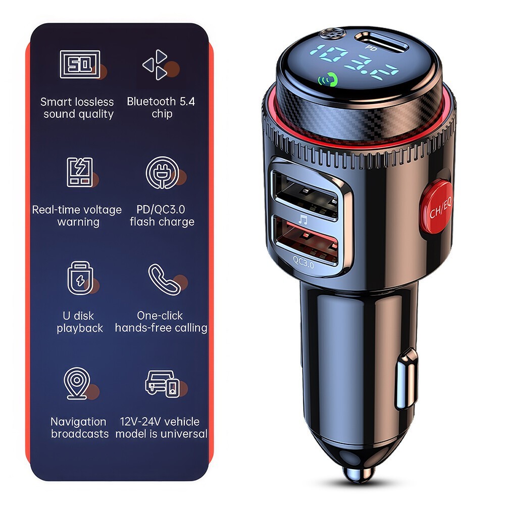 Bluetooth FM Transmitter Car Kit MP3 Player PD QC3.0 Charger Handsfree Adapter