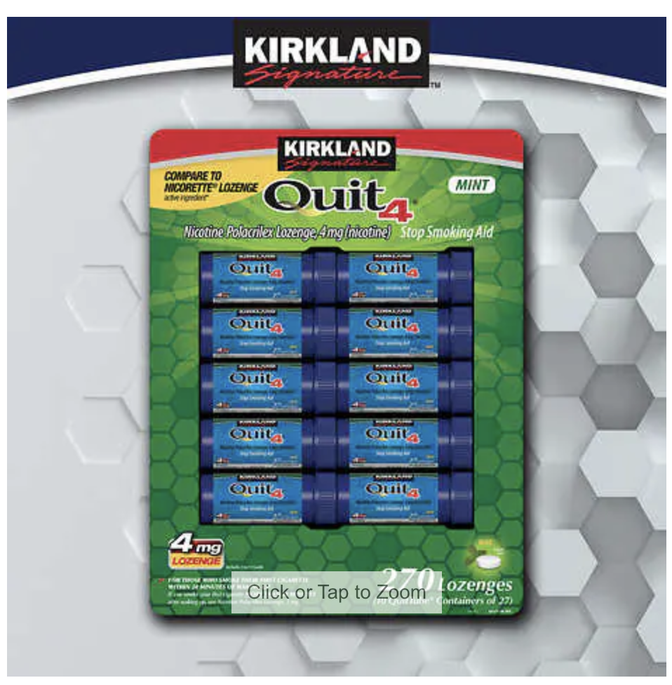 Kirkland Quit 4mg Lozenge Nicotine Polacrilex 270 Pieces stop smoking MINT 4/25