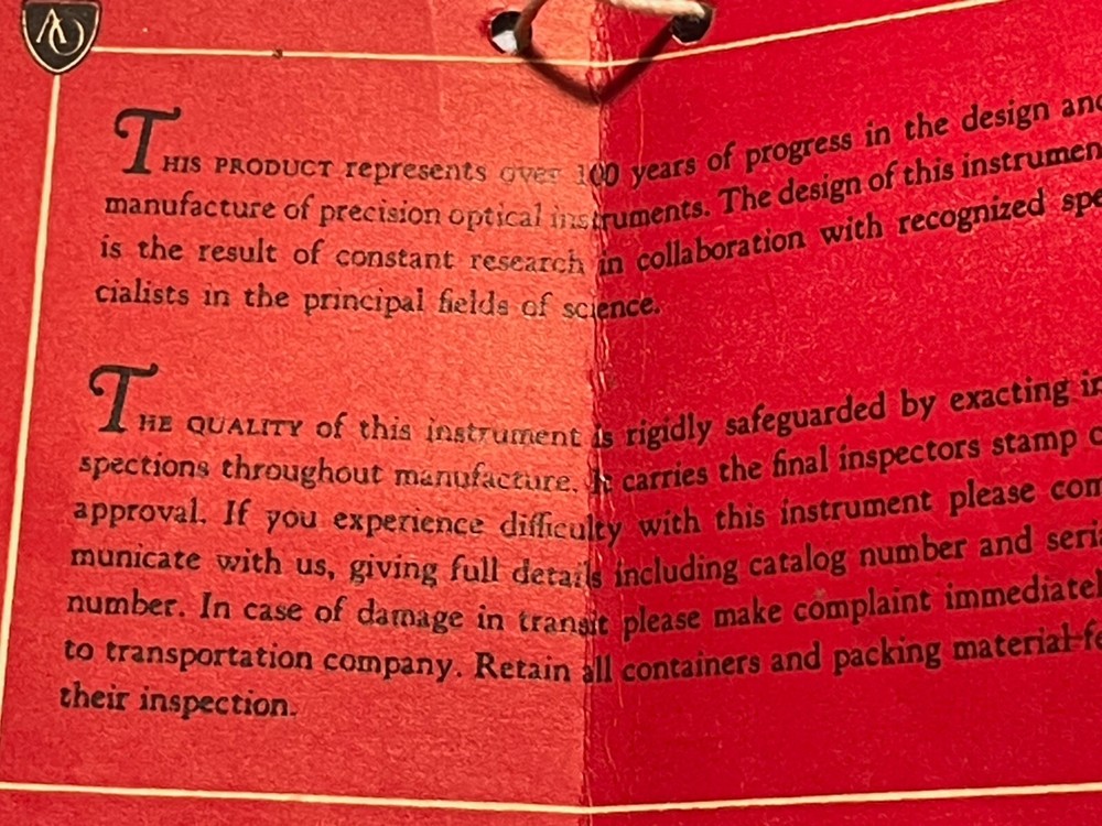 American Optical Scholar's Microscope, Model 78