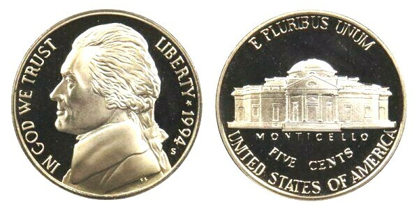 1994 S JEFFERSON NICKEL GEM DCAM PROOF from PROOF Set
