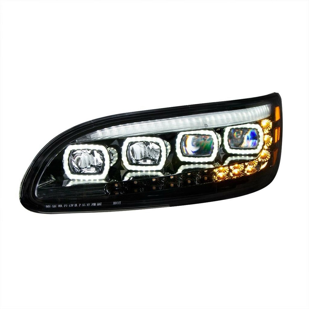 Peterbilt 386 Quad-LED Headlight Assembly Black Driver Side