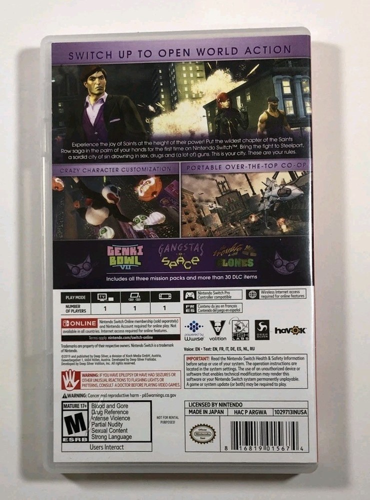 CASE ONLY NO GAME: Saints Row The Third The Full Package (Nintendo Switch) READ!