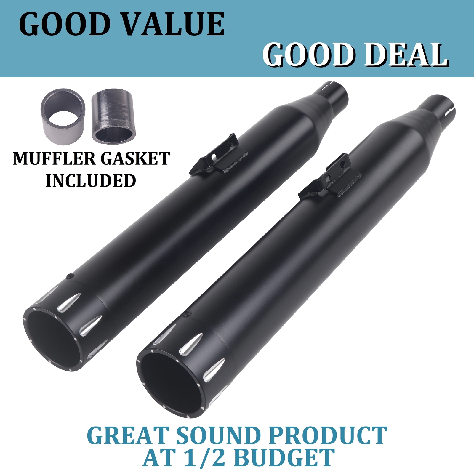 SHARKROAD 3.5" Slip On Mufflers Exhaust for 18- 23 Softail M8 Premium Black