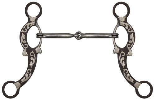 Showman 5" Brown Snaffle Bit w/ Engraved Silver Overlays
