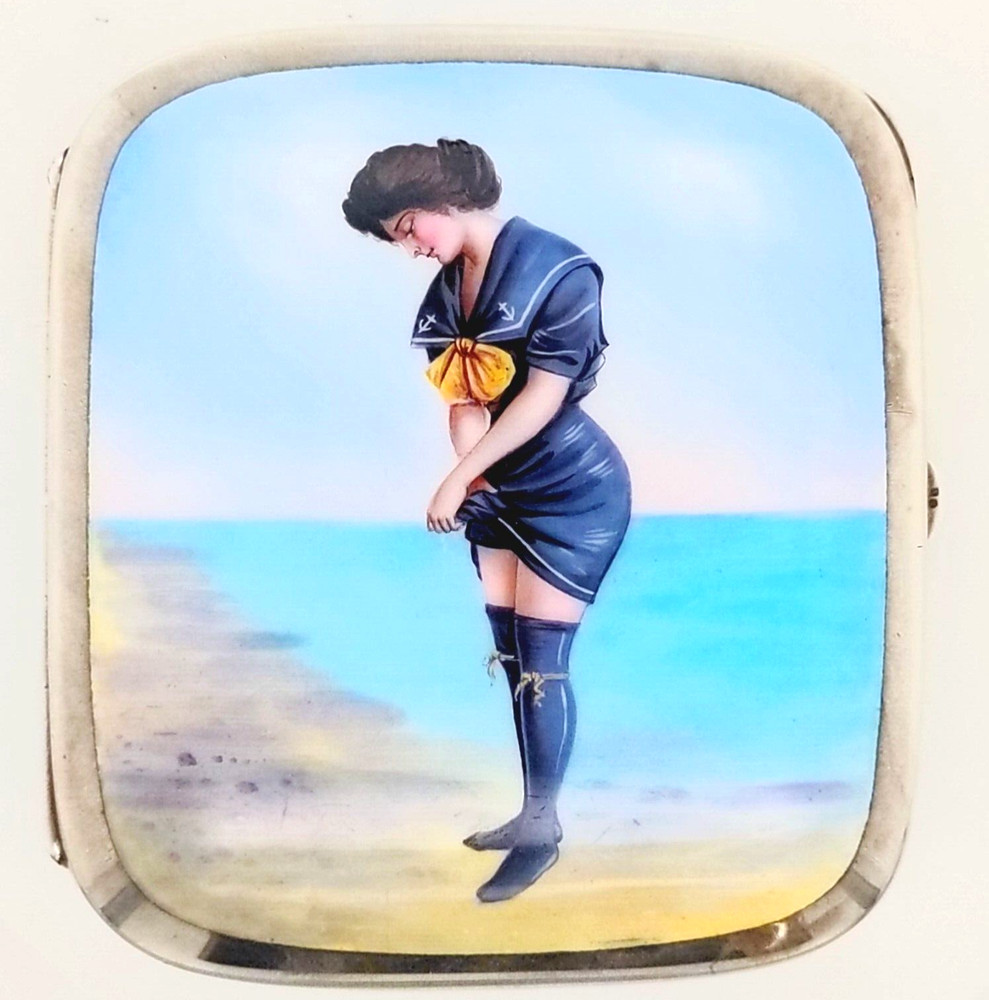 Charming Silver Cigarette Case with Fine Enamelled Scene