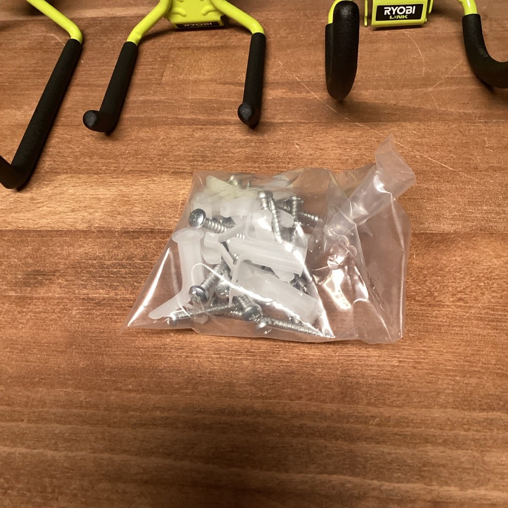 New Ryobi Link 4 Piece Set Hook Drill Wall Mount Storage Rack Tool - System Hang
