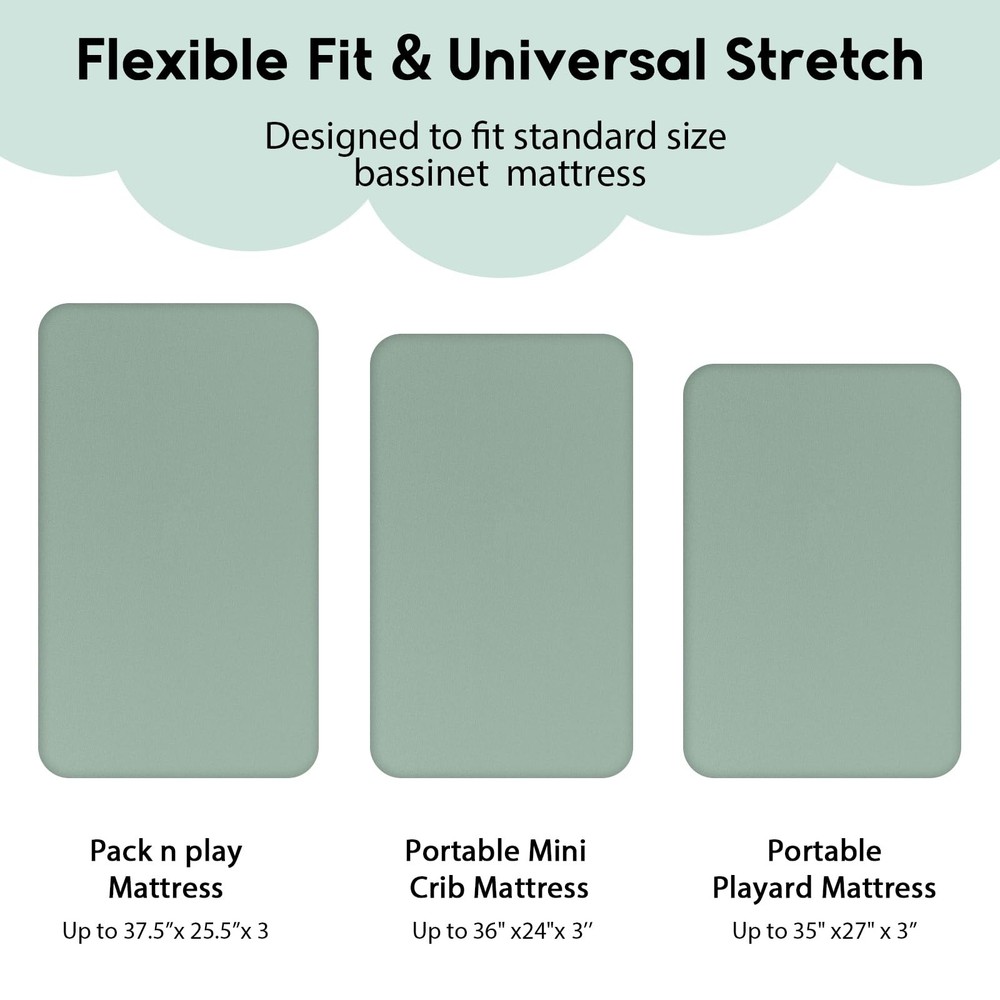Pack and Play Sheets Fitted, Mini Crib Sheets 2-Pack for Pack N Play Mattress...