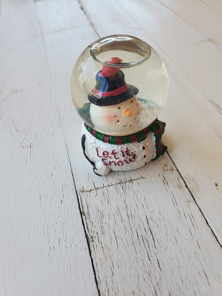 Tiny Little Snowman Snowglobe, great shape, 2" Tall