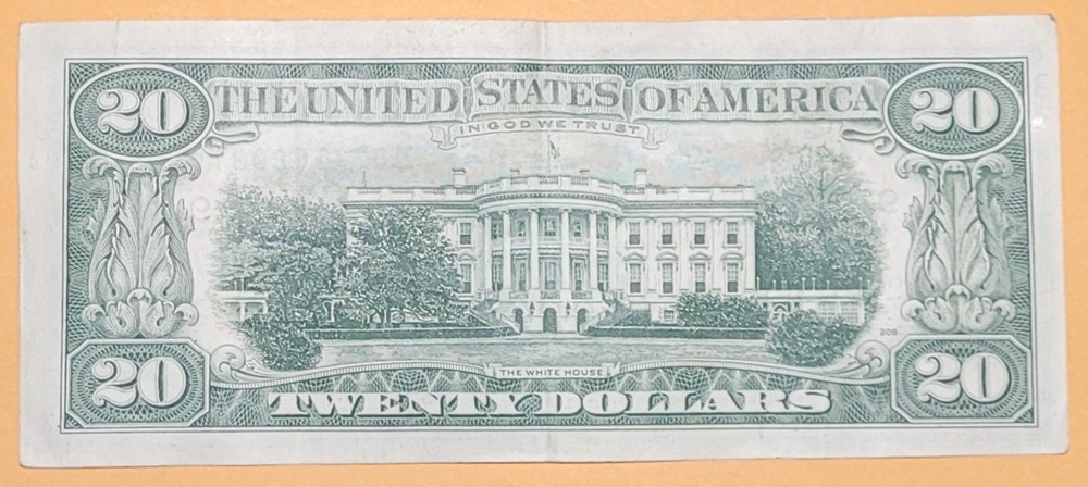 1981 $20 Federal Reserve Note Crisp Off Center Miscut Error Front & Back
