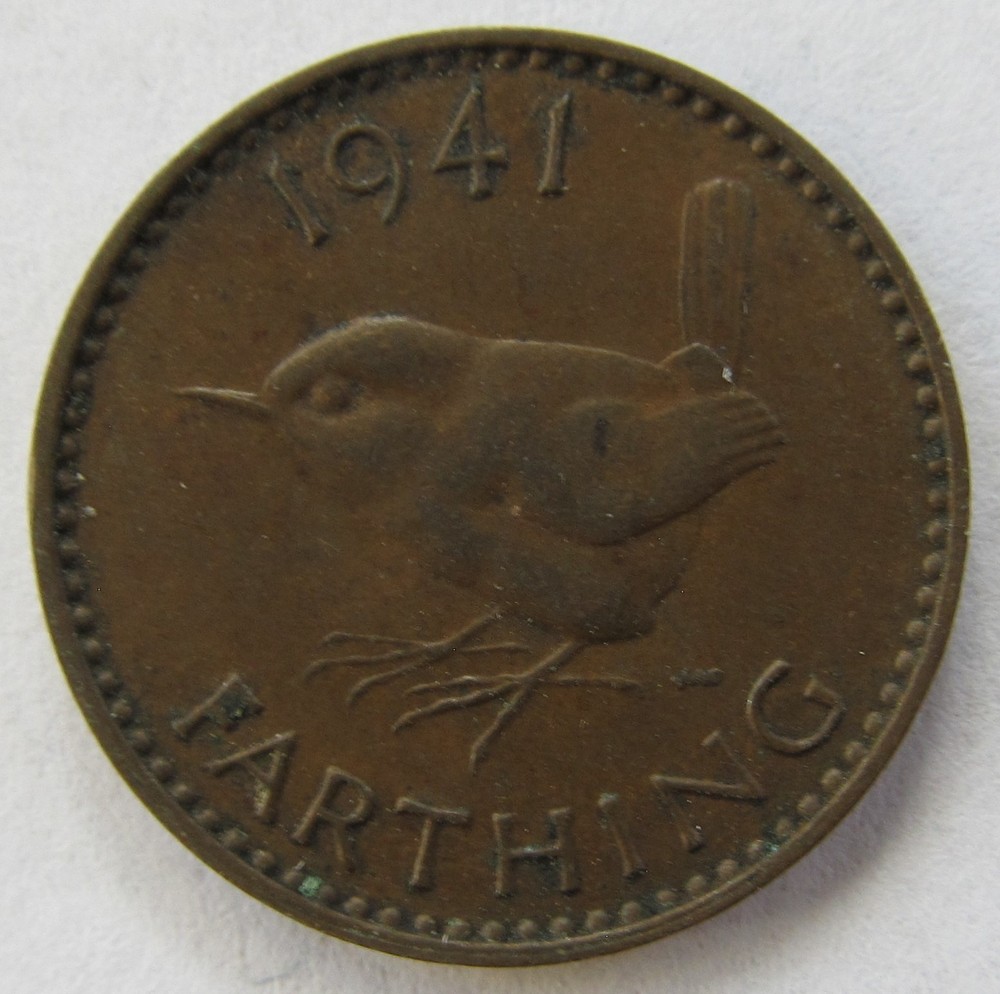 1941 Farthing, George VI, KM #843