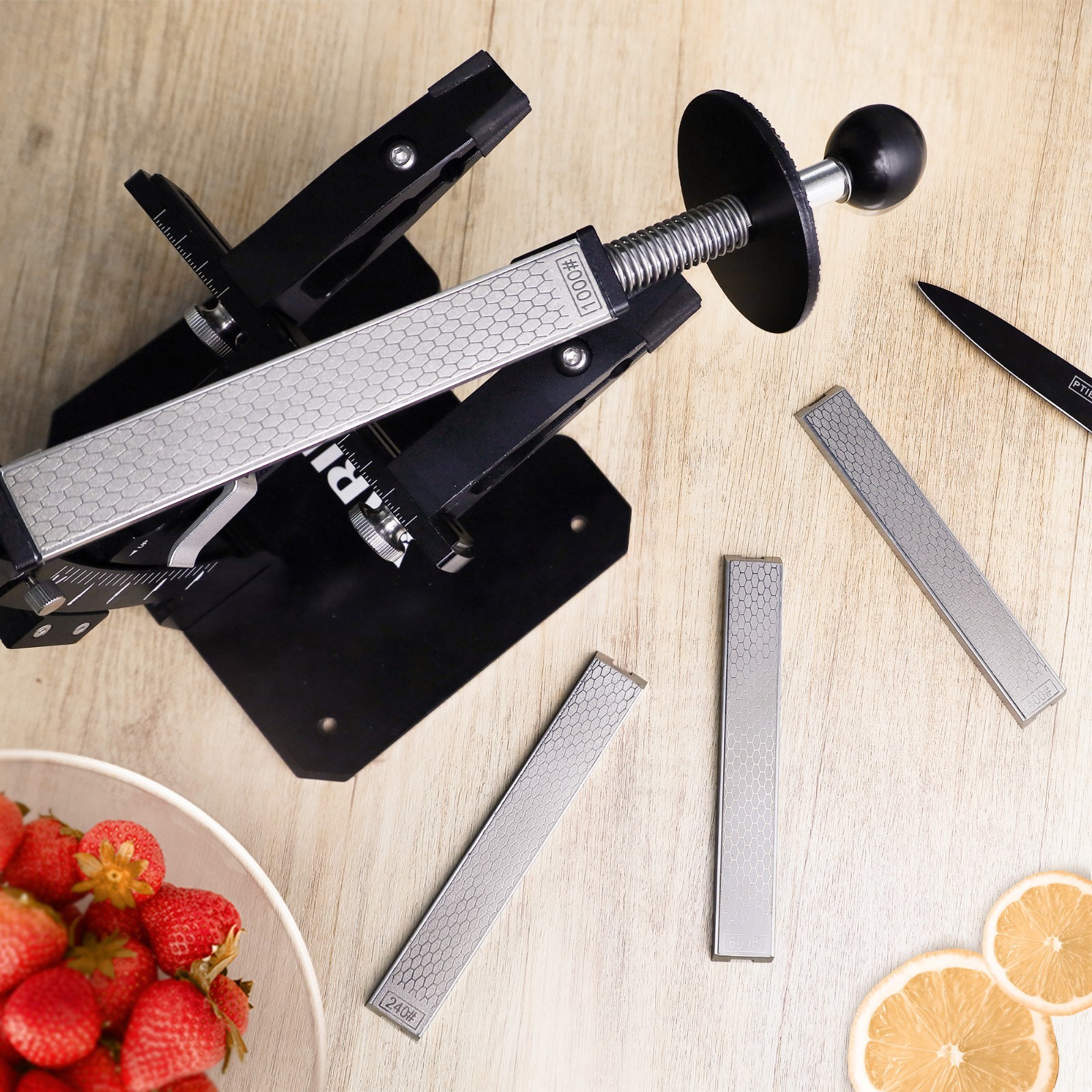 4 PCS Diamond Knife Sharpening Stones Set with Aluminum Base 6.2×0.9"