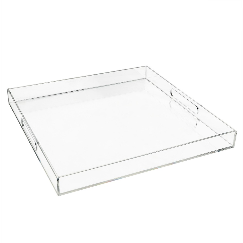 Clear Large Acrylic Serving Tray,Transparent Serving Tray with Handles