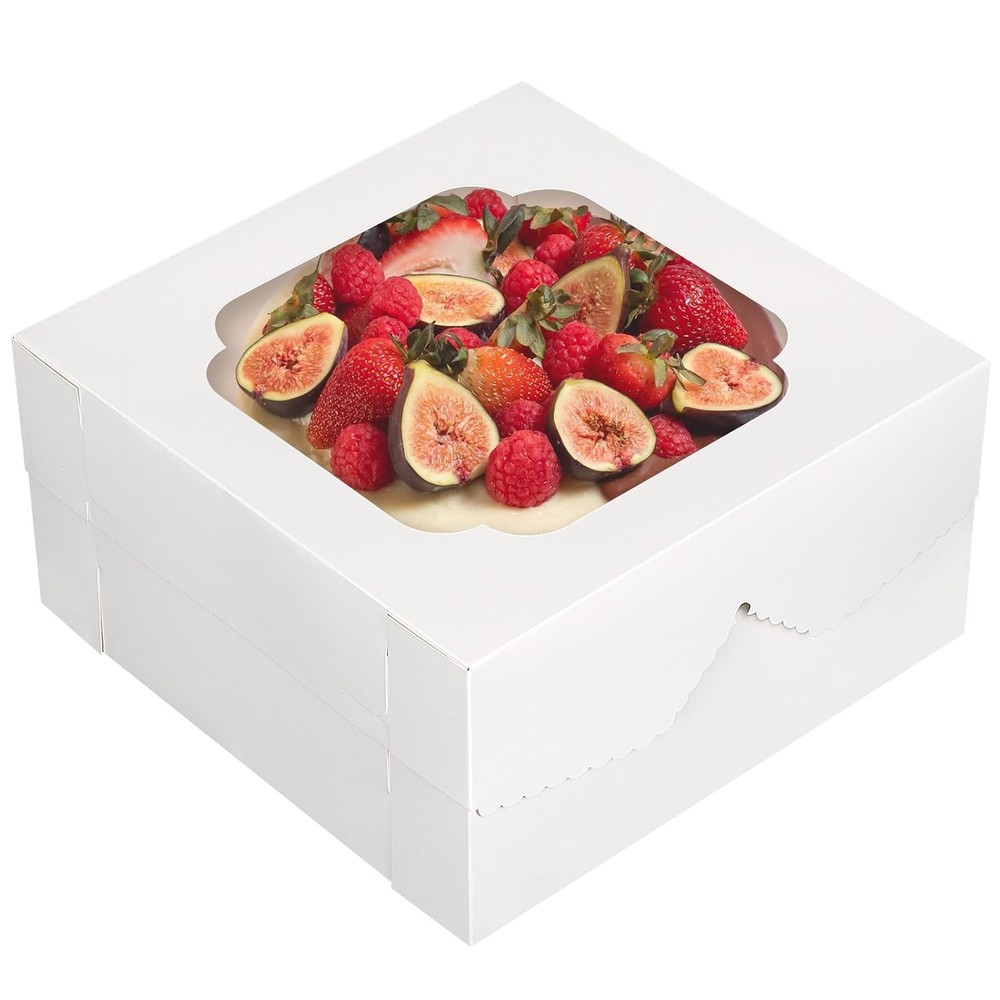 20pcs Cake Boxes, White Bakery Boxes 12x12x6Inch w/ Window
