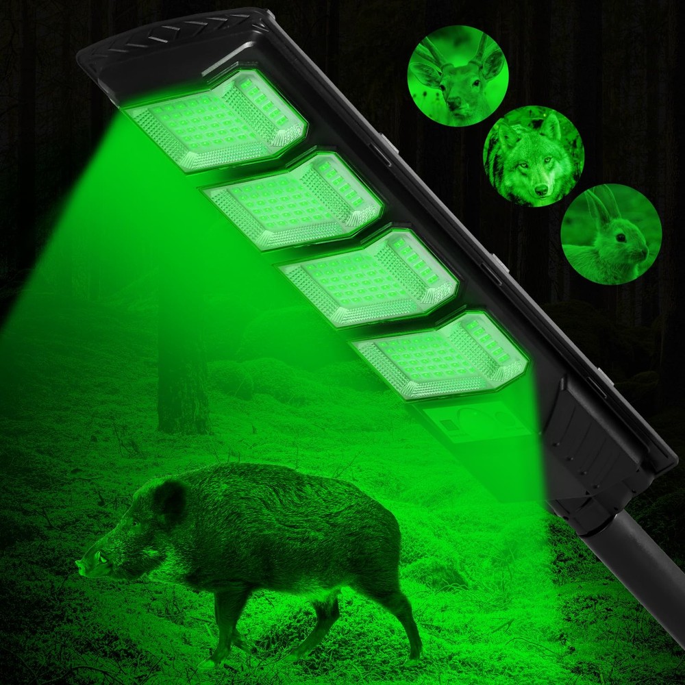 Hog Light 12000LM Solar Green with Remote Motion Sensor Waterproof 1 Pack