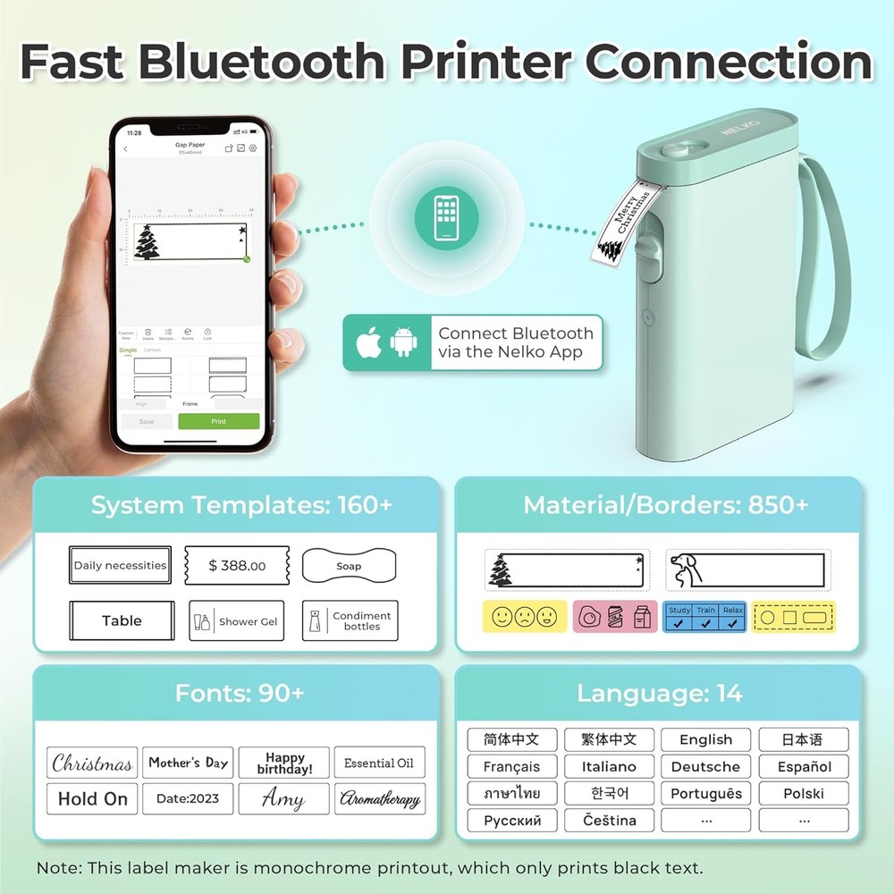 Label Maker Machine w/ Tape,P21 Bluetooth Label Printer,Wireless Mini Label Make