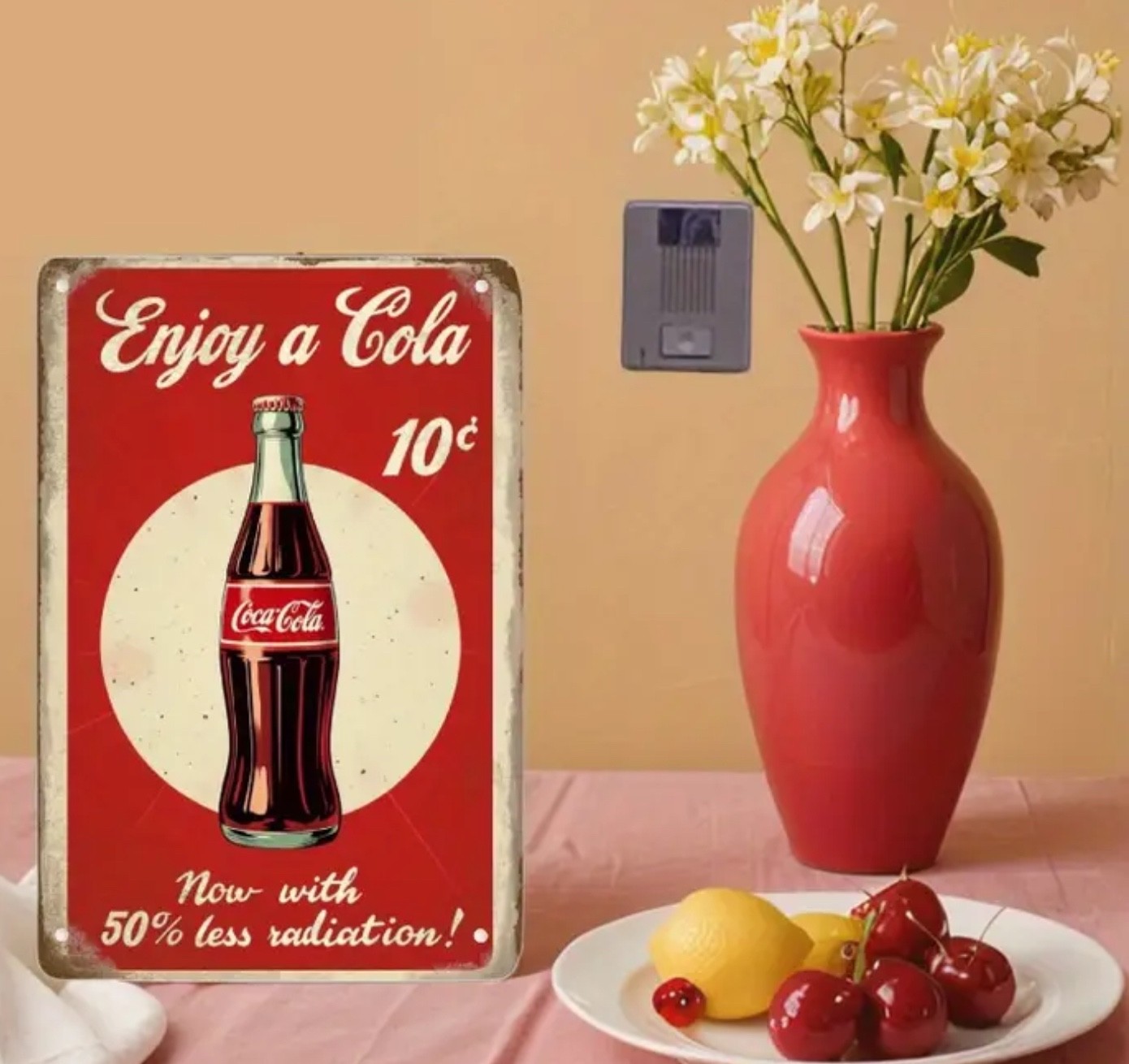 Cola Bottle Metal Sign, Retro Wall Decor, Vintage Coke advertising NEW. 8x12
