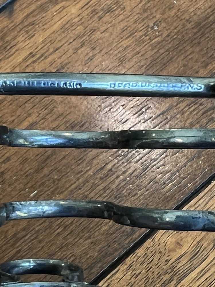 Antique Silverplate Toast Rack Holder with Bun Feet Made in England EPNS