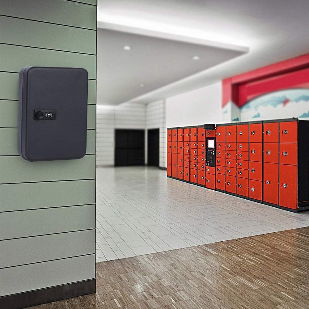 Efficient Wall Mount Key Cabinet - 48 Hooks, Stylish Design, Locking Mechanism