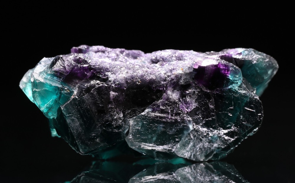 Purple & Teal Fluorite Miniature Cluster, Okoruso Mine, Namibia