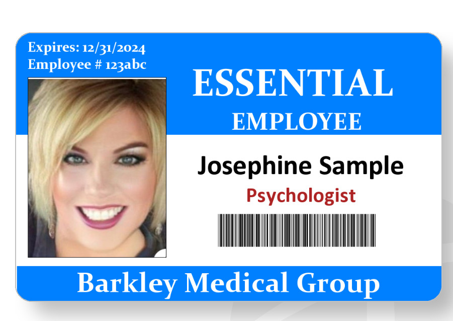 Essential employee card custom with company name, etc.