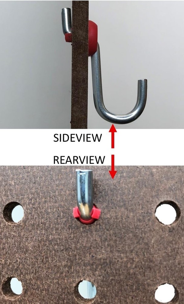 Pegboard Peg Locks 50-Pack - 1/4 Inch Red Grommets for Reliable Hook Security