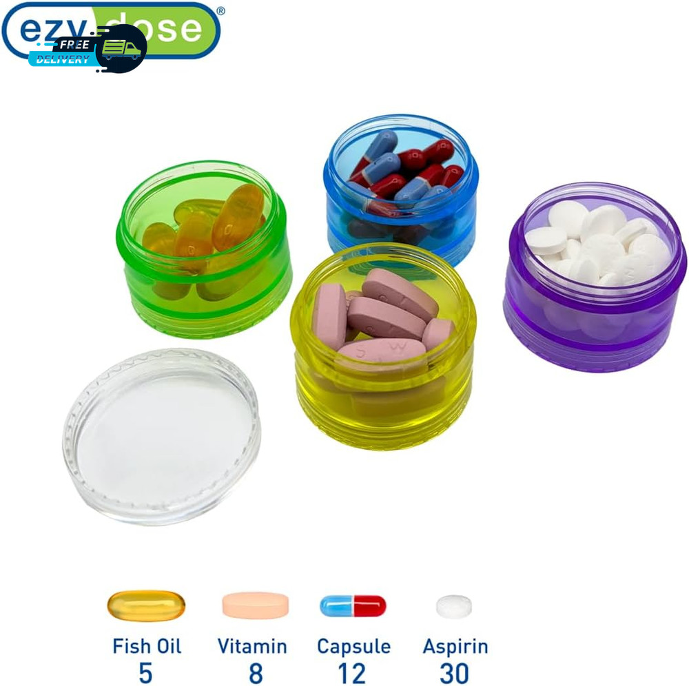 Weekly (7-Day) Daily Stackable Pill Case Medicine Planner Vitamin Organizer Box