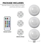 3 Pack Battery RGB Puck Lights Remote Touch