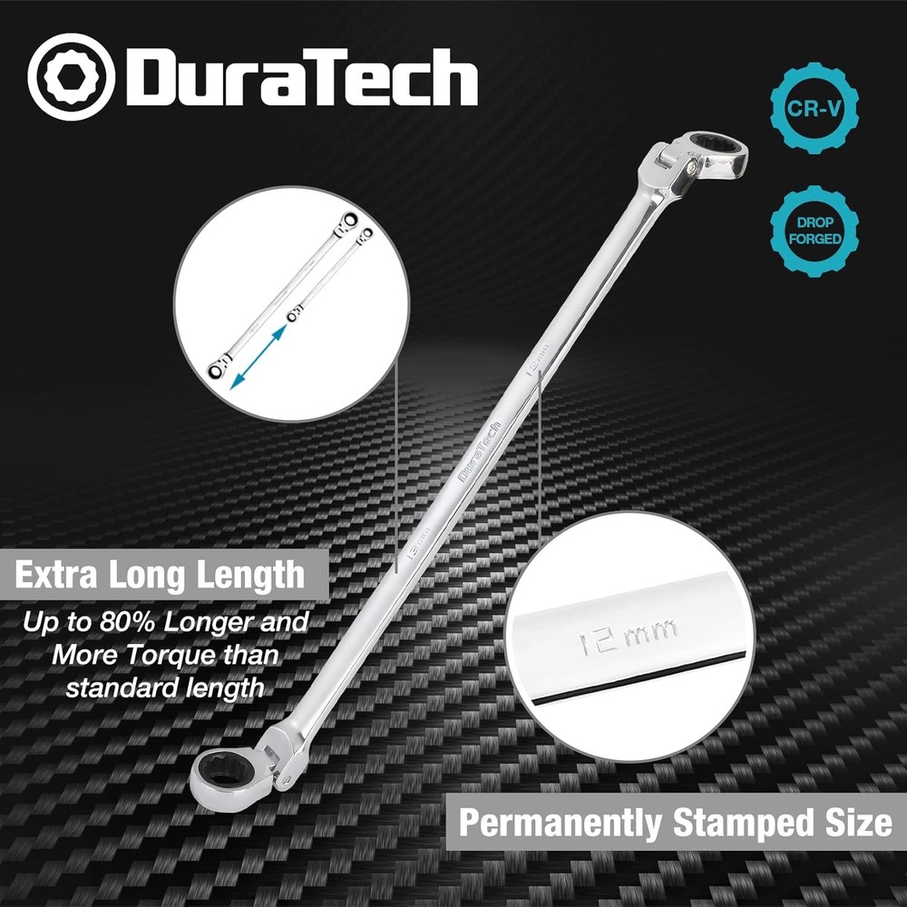 Flex Head Ratcheting Wrench Metric Extra Long