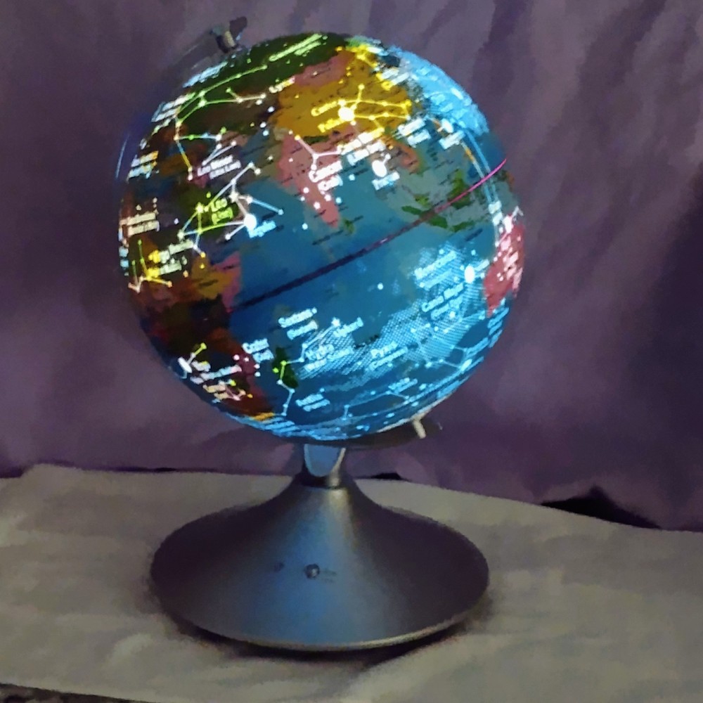 tabletop Globe with on and off switch, lights up & can use as night light