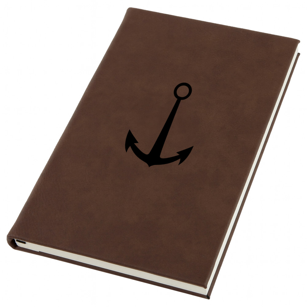 Anchor Engraved Leather Journal, Personal Planner with Lined Pages